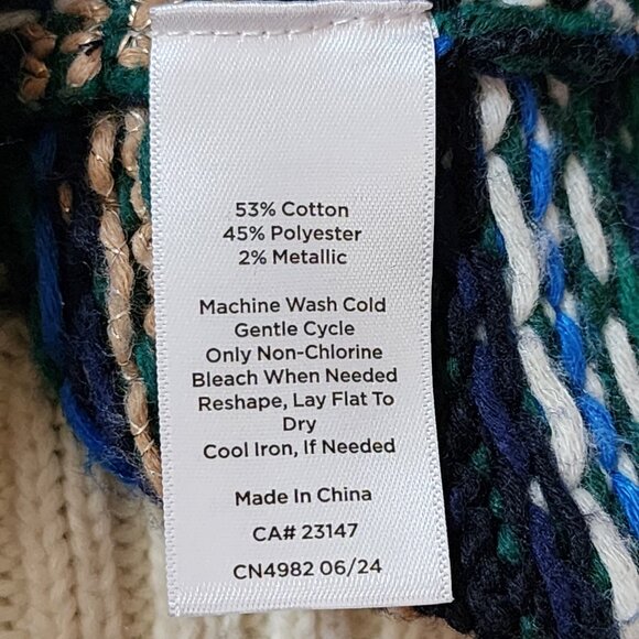 Talbots Chunky Metallic Knit Button Front Mockneck Cardigan - Picture 6 of 6